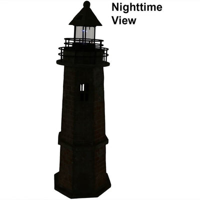35" Solar-Powered LED Lighthouse Statue Outdoor Decor