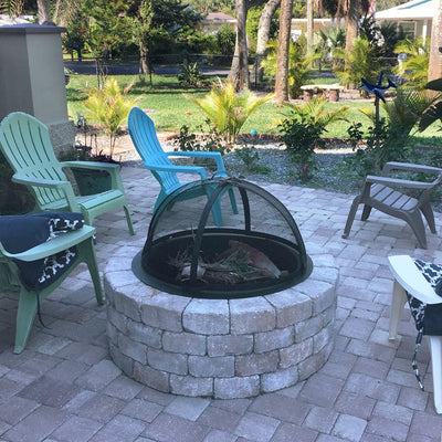 36" Easy-Access Steel Mesh Fire Pit Spark Screen