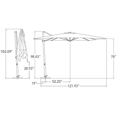 Skye 8.6' Square Cantilever Umbrella with Cross Bar Stand