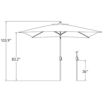Catalina 6.6' x 10' Rectangular Push Button Tilt Umbrella