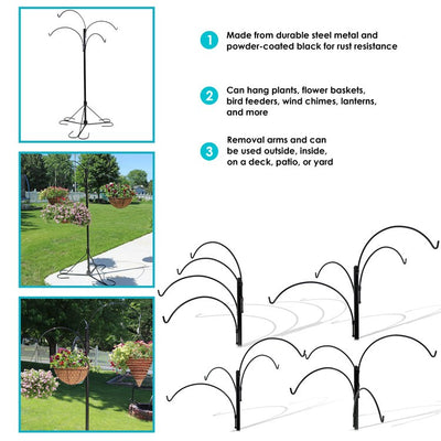 Hanging Basket Stand with Four Adjustable Arms