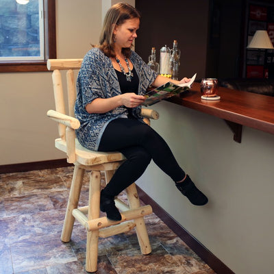 Rustic Log-Style 4' Unfinished Wood Bar Stool