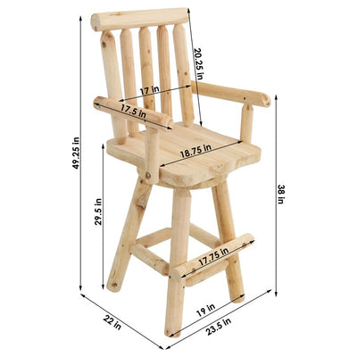 Rustic Log-Style 4' Unfinished Wood Bar Stool