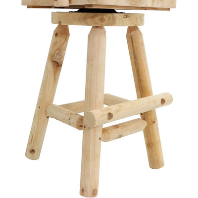 Rustic Log-Style 4' Unfinished Wood Bar Stool