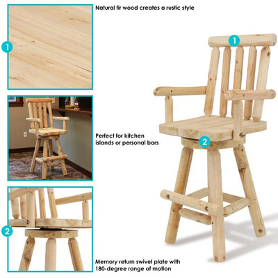 Rustic Log-Style 4' Unfinished Wood Bar Stool