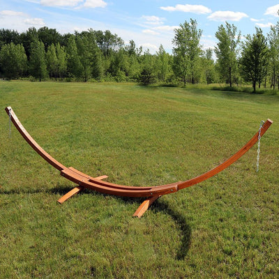 13' Solid Wood Curved Hammock Stand with Hooks and Chains