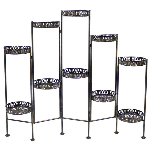 46" Ten-Tier Steel Indoor and Outdoor Folding Plant Stand - Bronze