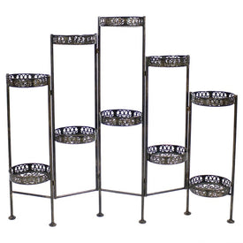 46" Ten-Tier Steel Indoor and Outdoor Folding Plant Stand - Bronze