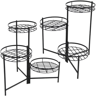 22" Three-Tiered Indoor/Outdoor Plant Stands Set of 2 - Black