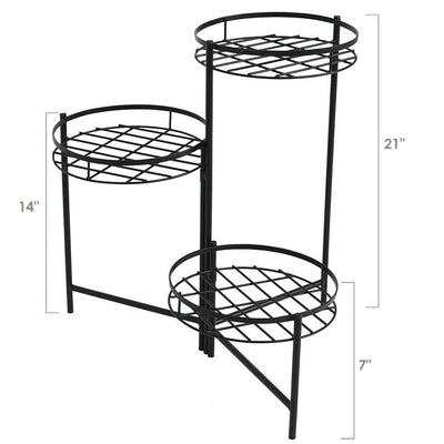 22" Three-Tiered Indoor/Outdoor Plant Stands Set of 2 - Black