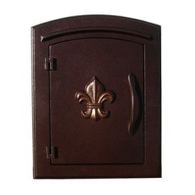 Manchester Non-Locking Column Mount Mailbox with Fleur-De-Lis Logo - Antique Copper