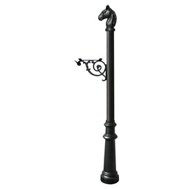 Lewiston Equine Post Only with Support Bracket, Decorative Fluted Base and Horsehead Finial