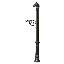 Lewiston Equine Post Only with Support Bracket, Decorative Ornate Base and Horsehead Finial