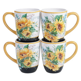 Sunflower Fields Mugs Set of 4