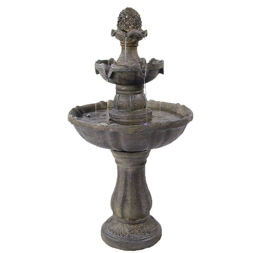 Pineapple Two-Tier 33" Solar-Powered Fountain with Battery Backup - OPEN BOX
