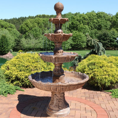 Large-Tiered Ball 80" Outdoor Fountain - Brown