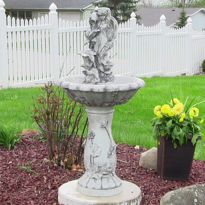 Fairy Flower 42" Solar-Powered Outdoor Water Fountain with Battery Backup