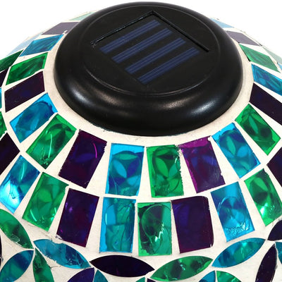 10" Cool Blooms Glass Mosaic Gazing Globe with Solar-Powered Light