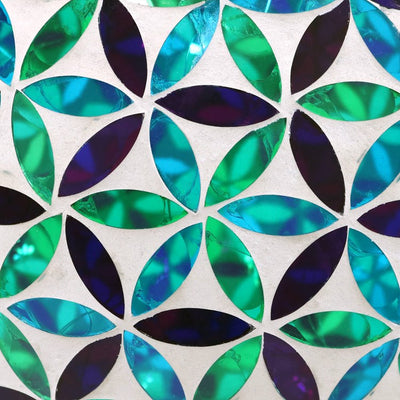 10" Cool Blooms Glass Mosaic Gazing Globe with Solar-Powered Light
