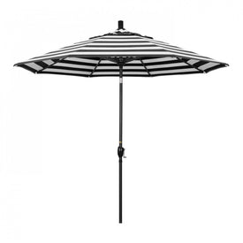 Pacific Trail Series 9' Patio Umbrella with Stone Black Aluminum Pole and Ribs Push Button Tilt Crank Lift and Sunbrella 2A Cabana Classic Fabric