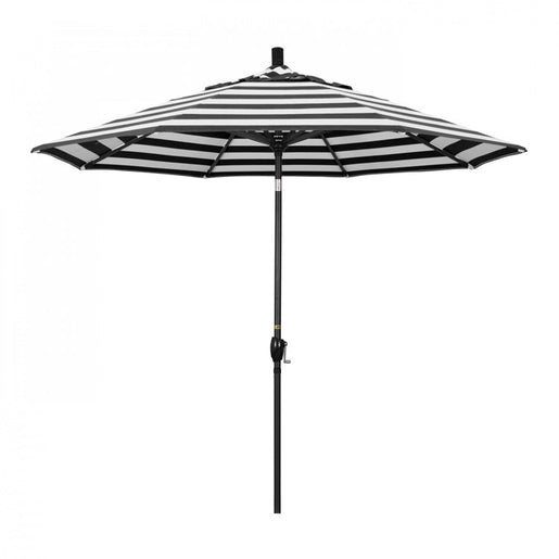 Pacific Trail Series 9' Patio Umbrella with Stone Black Aluminum Pole and Ribs Push Button Tilt Crank Lift and Sunbrella 2A Cabana Classic Fabric
