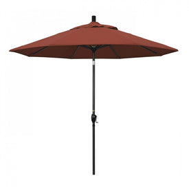 Pacific Trail Series 9' Patio Umbrella with Stone Black Aluminum Pole and Ribs Push Button Tilt Crank Lift and Olefin Terracotta Fabric