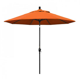 Pacific Trail Series 9' Patio Umbrella with Stone Black Aluminum Pole and Ribs Push Button Tilt Crank Lift and Sunbrella 2A Tuscan Fabric