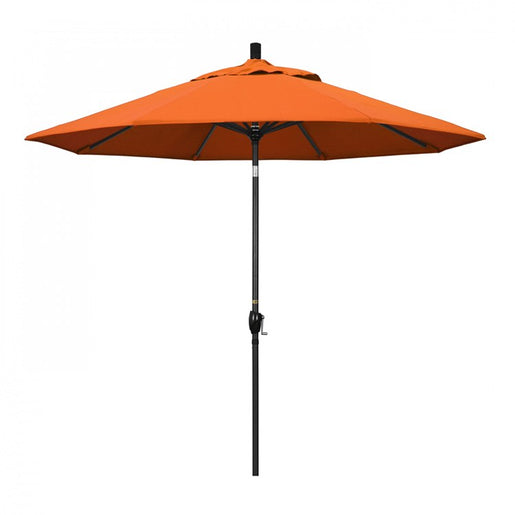 Pacific Trail Series 9' Patio Umbrella with Stone Black Aluminum Pole and Ribs Push Button Tilt Crank Lift and Sunbrella 2A Tuscan Fabric