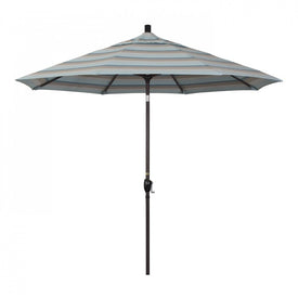 Pacific Trail Series 9' Patio Umbrella with Bronze Aluminum Pole and Ribs Push Button Tilt Crank Lift and Sunbrella 1A Gateway Mist Fabric