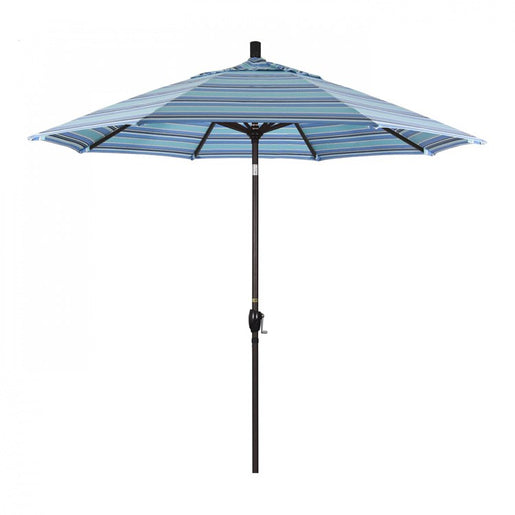 Pacific Trail Series 9' Patio Umbrella with Bronze Aluminum Pole and Ribs Push Button Tilt Crank Lift and Sunbrella 1A Dolce Oasis Fabric