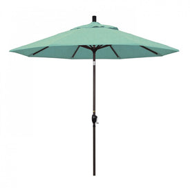 Pacific Trail Series 9' Patio Umbrella with Bronze Aluminum Pole and Ribs Push Button Tilt Crank Lift and Sunbrella 1A Spectrum Mist Fabric
