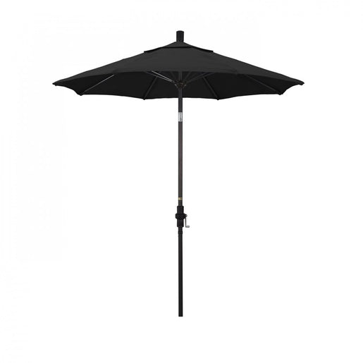 Sun Master Series 7.5' Patio Umbrella with Bronze Aluminum Pole Fiberglass Ribs Collar Tilt Crank Lift and Olefin Black Fabric