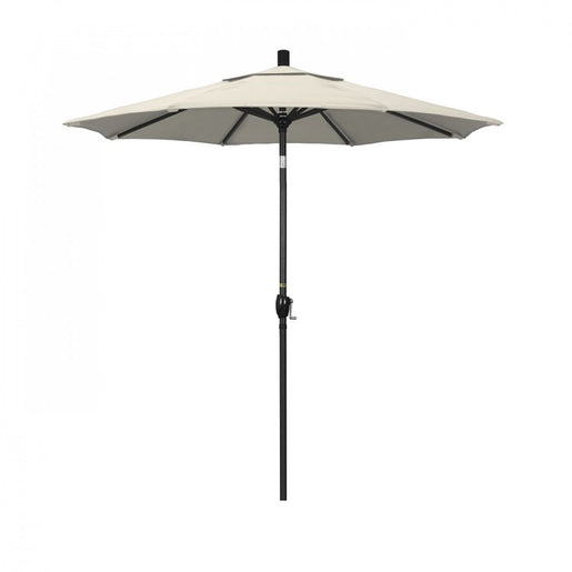 Pacific Trail Series 7.5' Patio Umbrella with Stone Black Aluminum Pole and Ribs Push Button Tilt Crank Lift and Olefin Beige Fabric