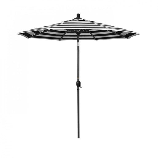 Pacific Trail Series 7.5' Patio Umbrella with Stone Black Aluminum Pole and Ribs Push Button Tilt Crank Lift and Sunbrella 2A Cabana Classic Fabric