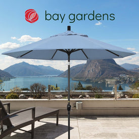 Pacific Trail Series 9' Patio Umbrella with Stone Black Aluminum Pole and Ribs Push Button Tilt Crank Lift and Sunbrella 1A Air Blue Fabric