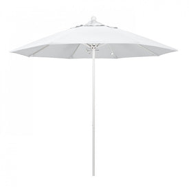 Venture Series 9' Patio Umbrella with Matted White Aluminum Pole Fiberglass Ribs Push Lift and Sunbrella 1A Natural Fabric