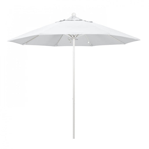 Venture Series 9' Patio Umbrella with Matted White Aluminum Pole Fiberglass Ribs Push Lift and Sunbrella 1A Natural Fabric