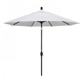 Pacific Trail Series 9' Patio Umbrella with Stone Black Aluminum Pole and Ribs Push Button Tilt Crank Lift and Sunbrella 1A Natural Fabric