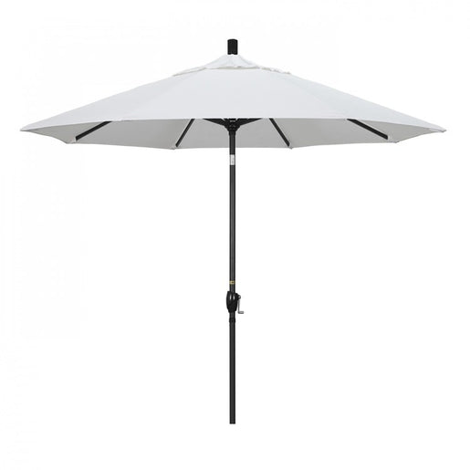 Pacific Trail Series 9' Patio Umbrella with Stone Black Aluminum Pole and Ribs Push Button Tilt Crank Lift and Sunbrella 1A Natural Fabric