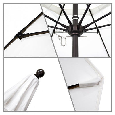 Venture Series 7.5' Patio Umbrella with Stone Black Aluminum Pole Fiberglass Ribs Push Lift and Sunbrella 1A Natural Fabric