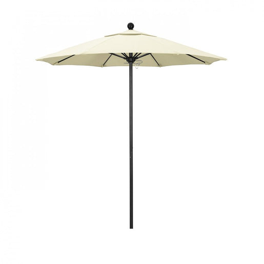 Venture Series 7.5' Patio Umbrella with Stone Black Aluminum Pole Fiberglass Ribs Push Lift and Sunbrella 1A Natural Fabric
