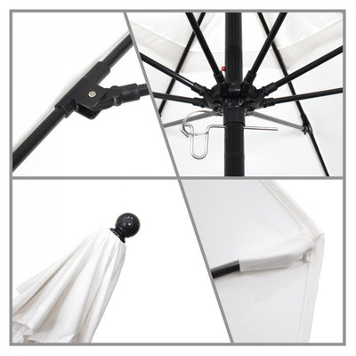 Oceanside Series 9' Patio Umbrella with Fiberglass Pole Fiberglass Ribs Push Lift and Sunbrella 1A Taupe Fabric