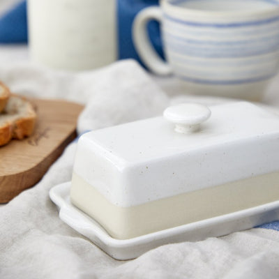 Fattoria 8" Rectangular Butter Dish with Lid - White