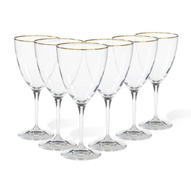 Sensa 14 Oz Water Glass - Clear with Golden Rim - Set of 6