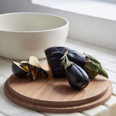 Pacifica 10" Serving Bowl with Oak Wood Lid - Vanilla