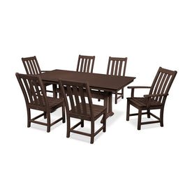 Vineyard Seven-Piece Farmhouse Trestle Dining Set - Mahogany