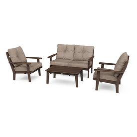 Lakeside Four-Piece Deep Seating Set - Mahogany/Spiced Burlap
