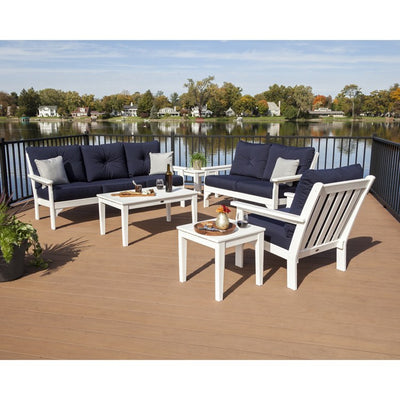 Vineyard Six-Piece Deep Seating Set - White/Marine Indigo