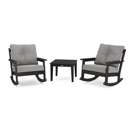 Vineyard Three-Piece Deep Seating Rocker Set - Black/Gray Mist