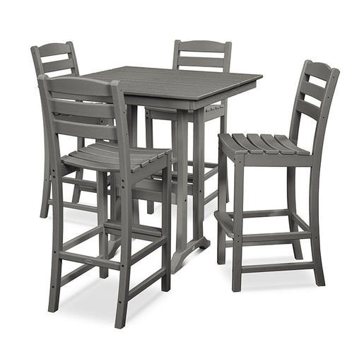 La Casa Cafe Five-Piece Farmhouse Trestle Bar Set - Slate Gray
